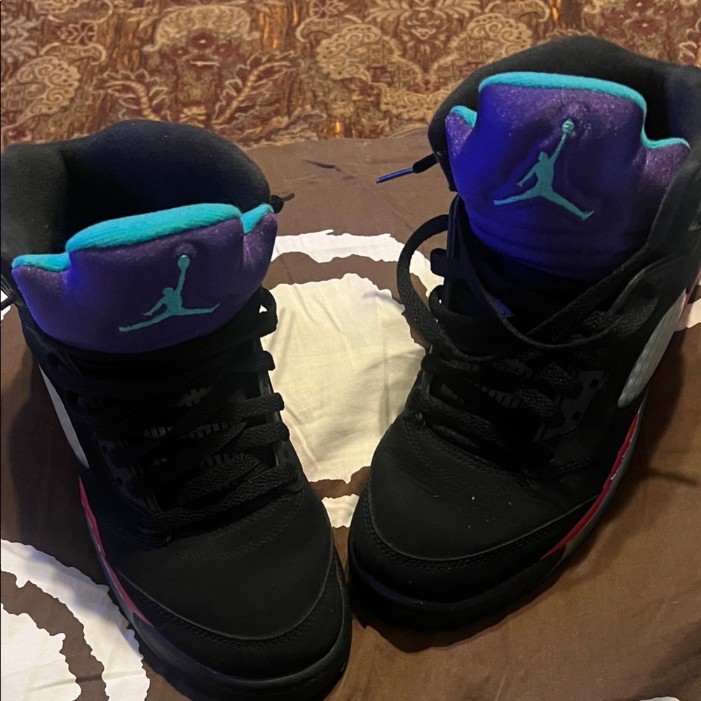 Jordan Women's Athletic Shoes - Black and Purple with Teal Accents